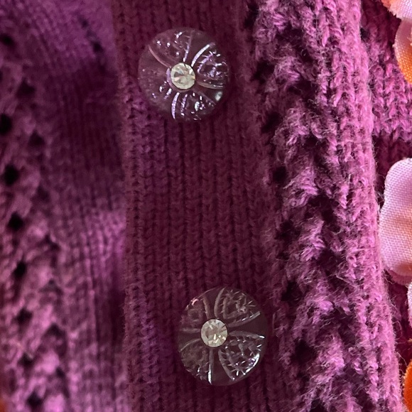 BETSEY JOHNSON PURPLE CAPPED SLEEVED CARDIGAN SWEATER - Picture 6 of 6